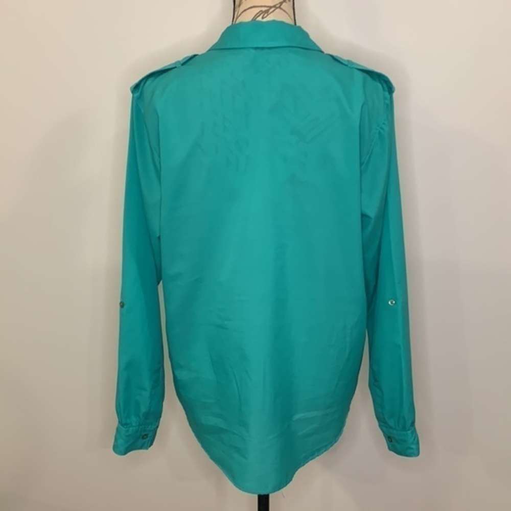 Diane Von Furstenberg vintage button front roll tab safari blouse 12 - Picture 2 of 5